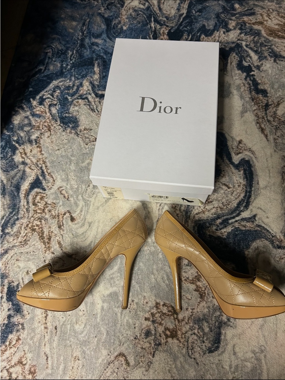 Dior Tan Quilted Leather Bow Stiletto Pumps